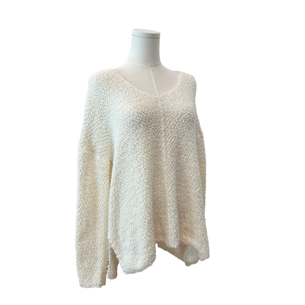 Women's Large Relaxed Ivory White Pullover Knit Cozy Winter Casual Soft Sweater - Picture 2 of 6